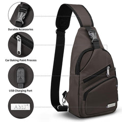 AMJ crossbody sling bag small brown adjustable straps enabling comfortable wear