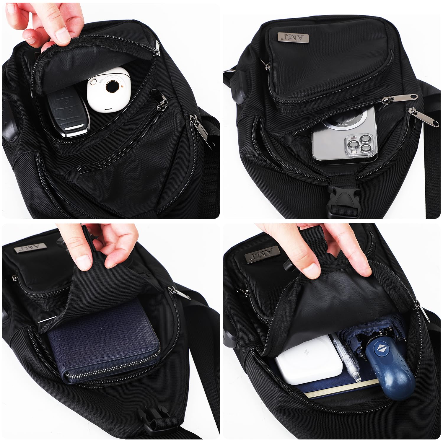 AMJ crossbody sling bag unisex design fits men and women