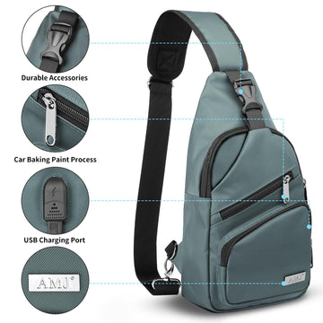 AMJ sling bag pocket organization keeps phone, wallet, and keys secure and easy to reach
