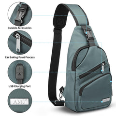 AMJ sling bag pocket organization keeps phone, wallet, and keys secure and easy to reach