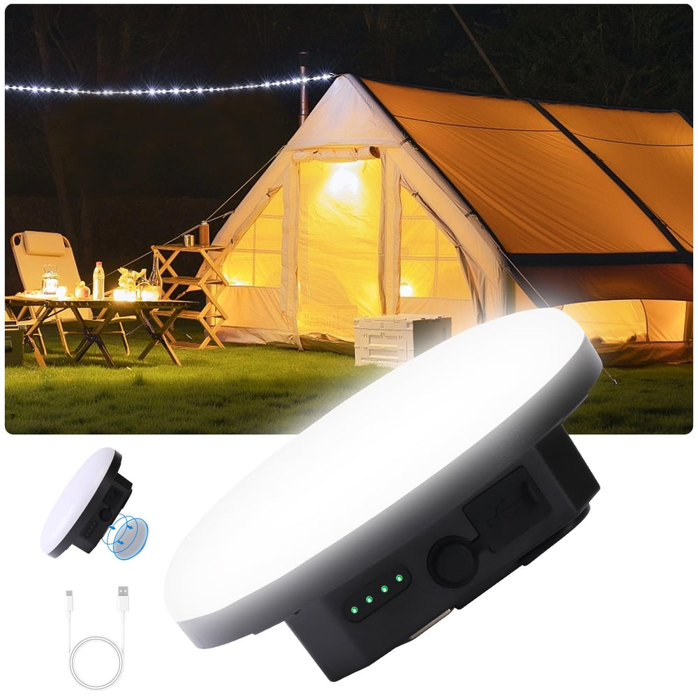 Amkulop tent light hanging in tent for camping with bright LEDs for clear visibility.