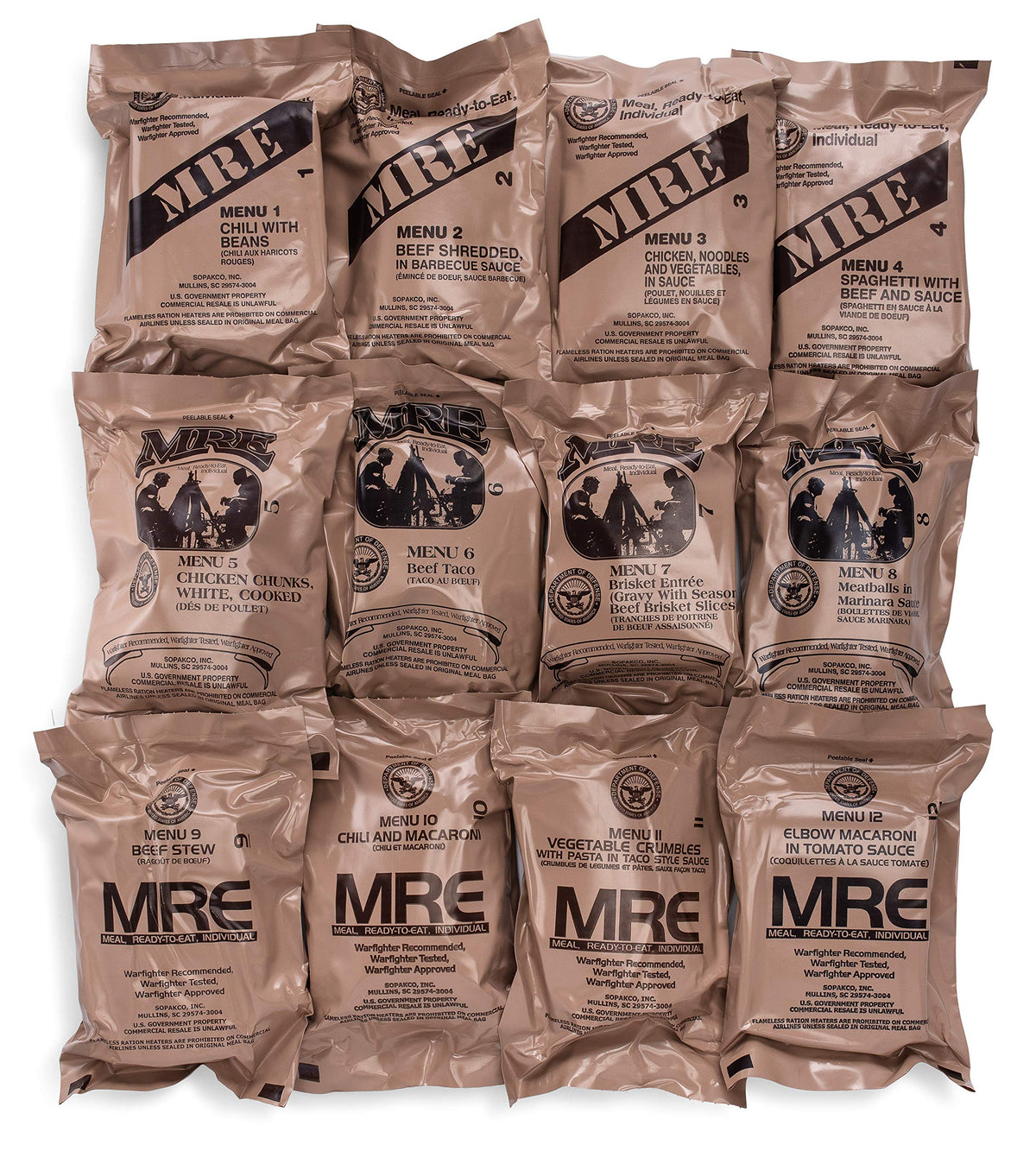 Ammo Can Man 2021 MRE assortment in packaging, ready for hiking adventures.