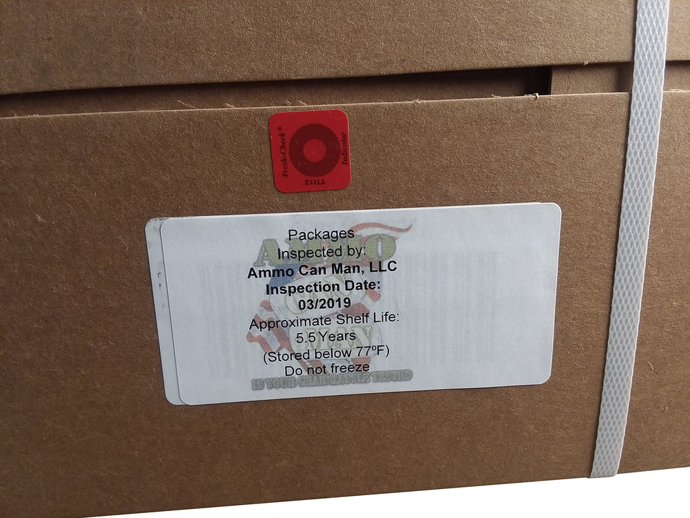 Ammo Can Man MRE Case contents view, variety of entrees and snacks ready to pack