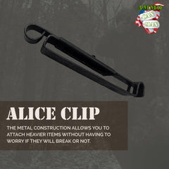 Ammo Can Man Alice Clip compatible with canteens and pouches for quick setups.