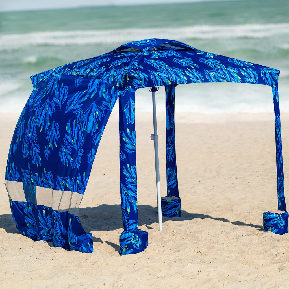AMMSUN Beach Cabana sturdy steel ribs support a durable sun shelter.