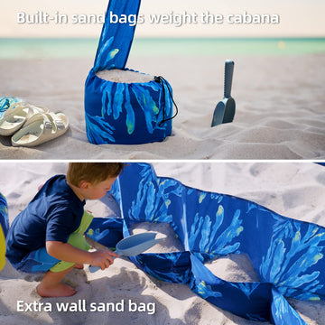 AMMSUN Beach Cabana vented top improves airflow for cooler shade.