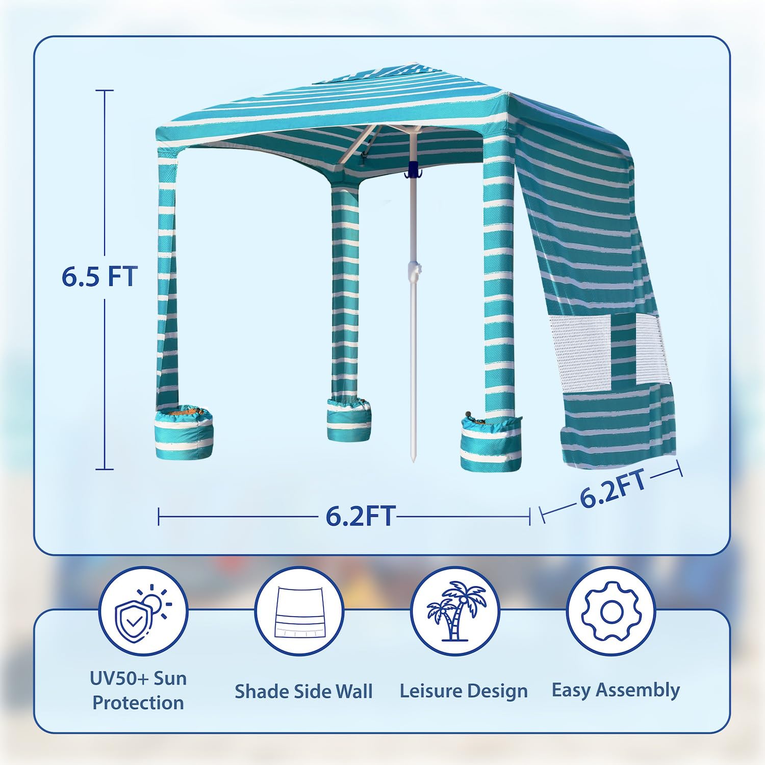 AMMSUN Beach Cabana folded storage shows compact portability.