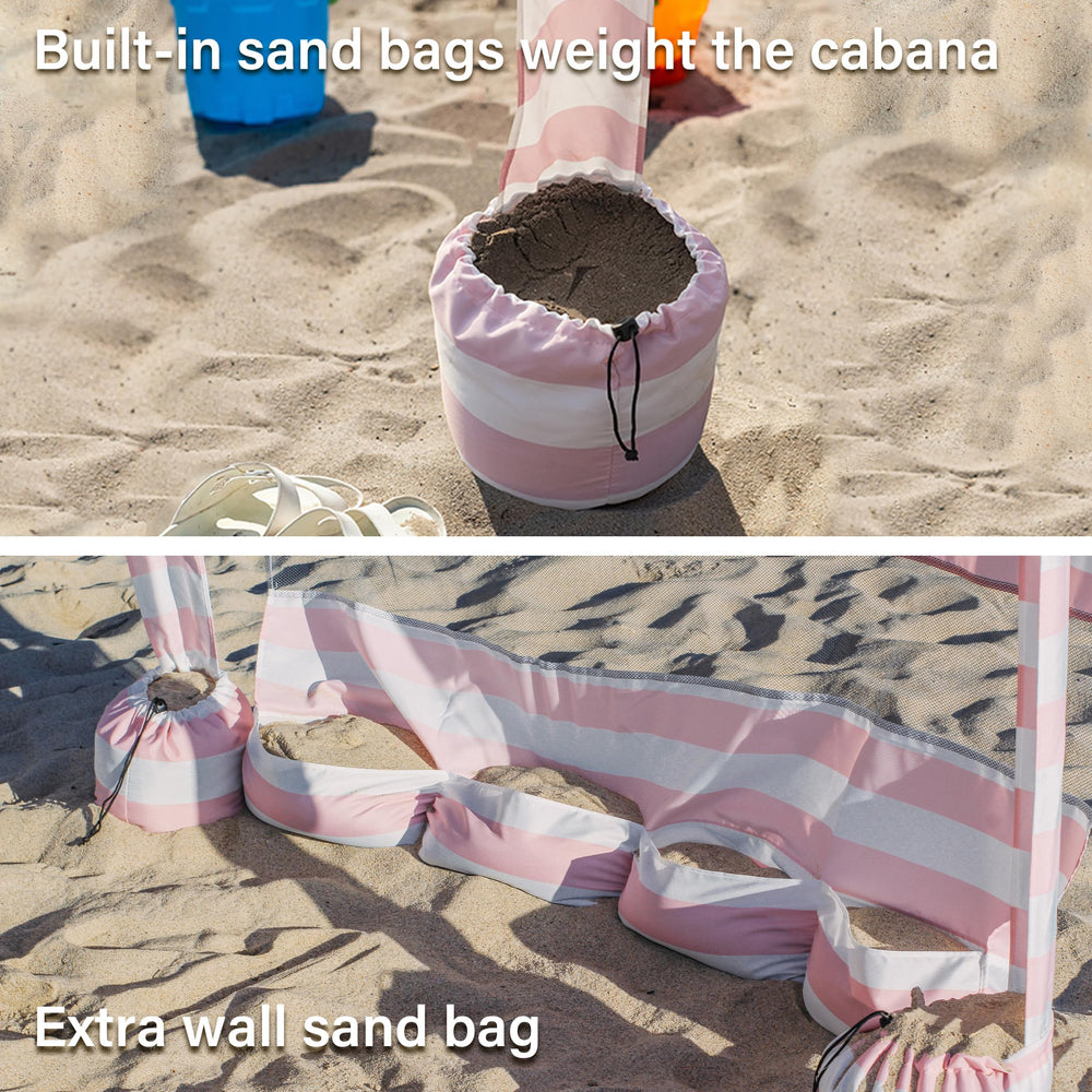 AMMSUN Beach Cabana sand-pockets anchor the structure securely into sand for stable shelter.