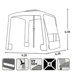 AMMSUN Beach Cabana side-wall detachable shows full-coverage shade option.