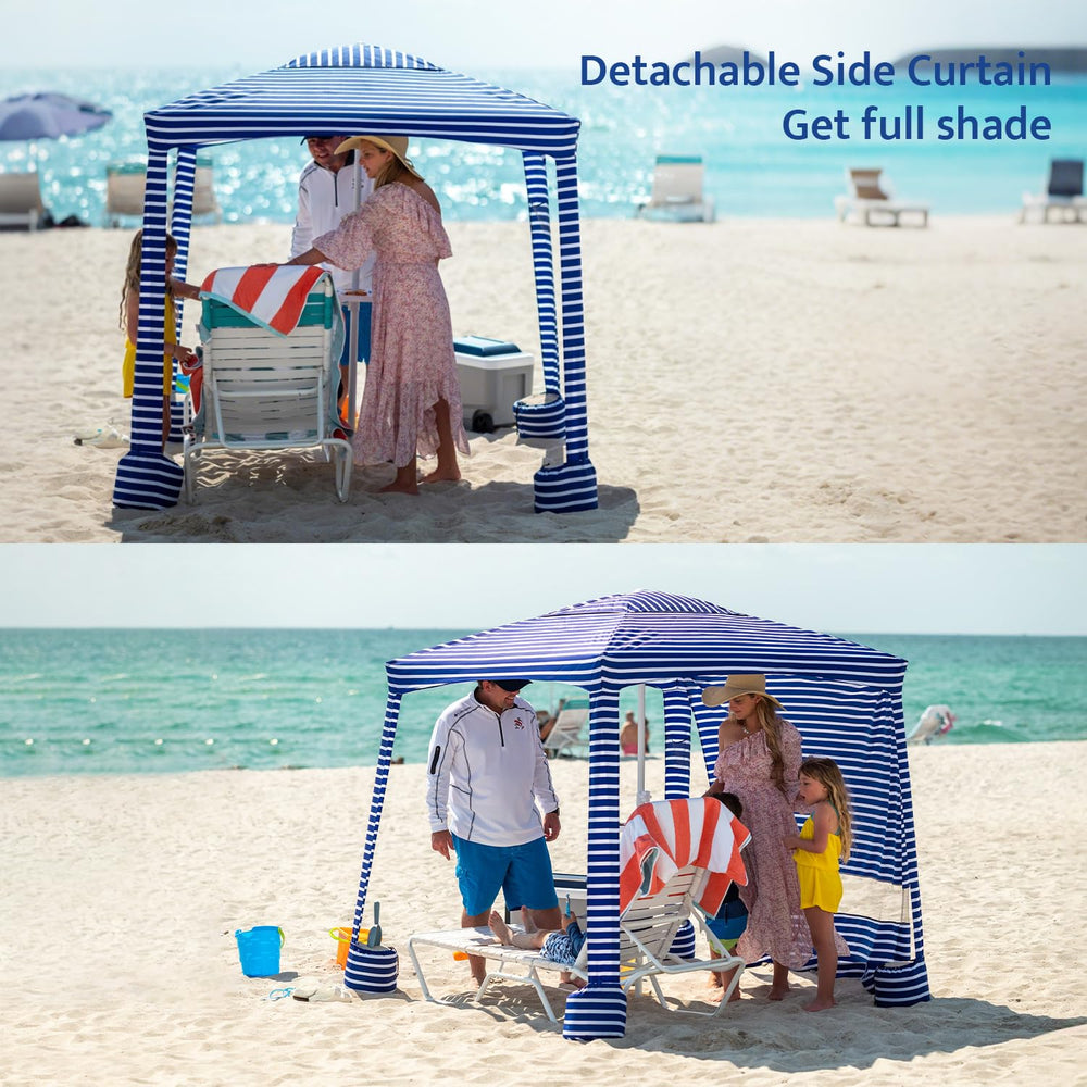 AMMSUN Beach Cabana removable sidewall adds adjustable shade and privacy options.