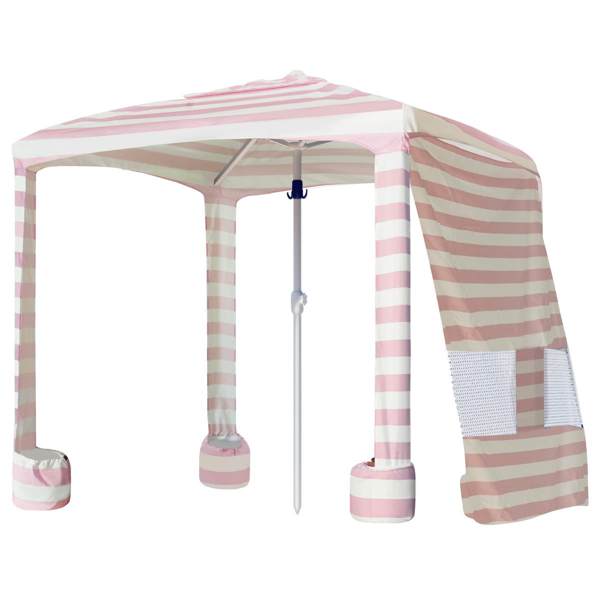 AMMSUN Beach Cabana stable-setup shows sturdy sand pockets for reliable shade during windy beach days.
