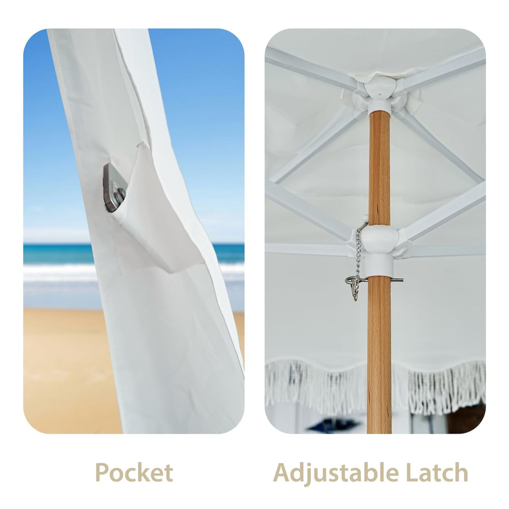 AMMSUN six-by-six cabana dimension image emphasizes ample shade for couples.