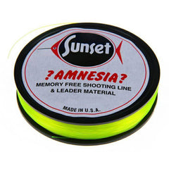 Amnesia Memory Free monofilament line in fluorescent green, high visibility for shooting, running, and indicators.