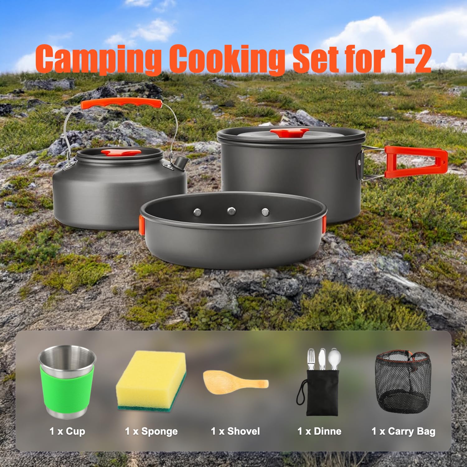 Amomb frying pan 59oz for versatile trail meals with quick cleanup.