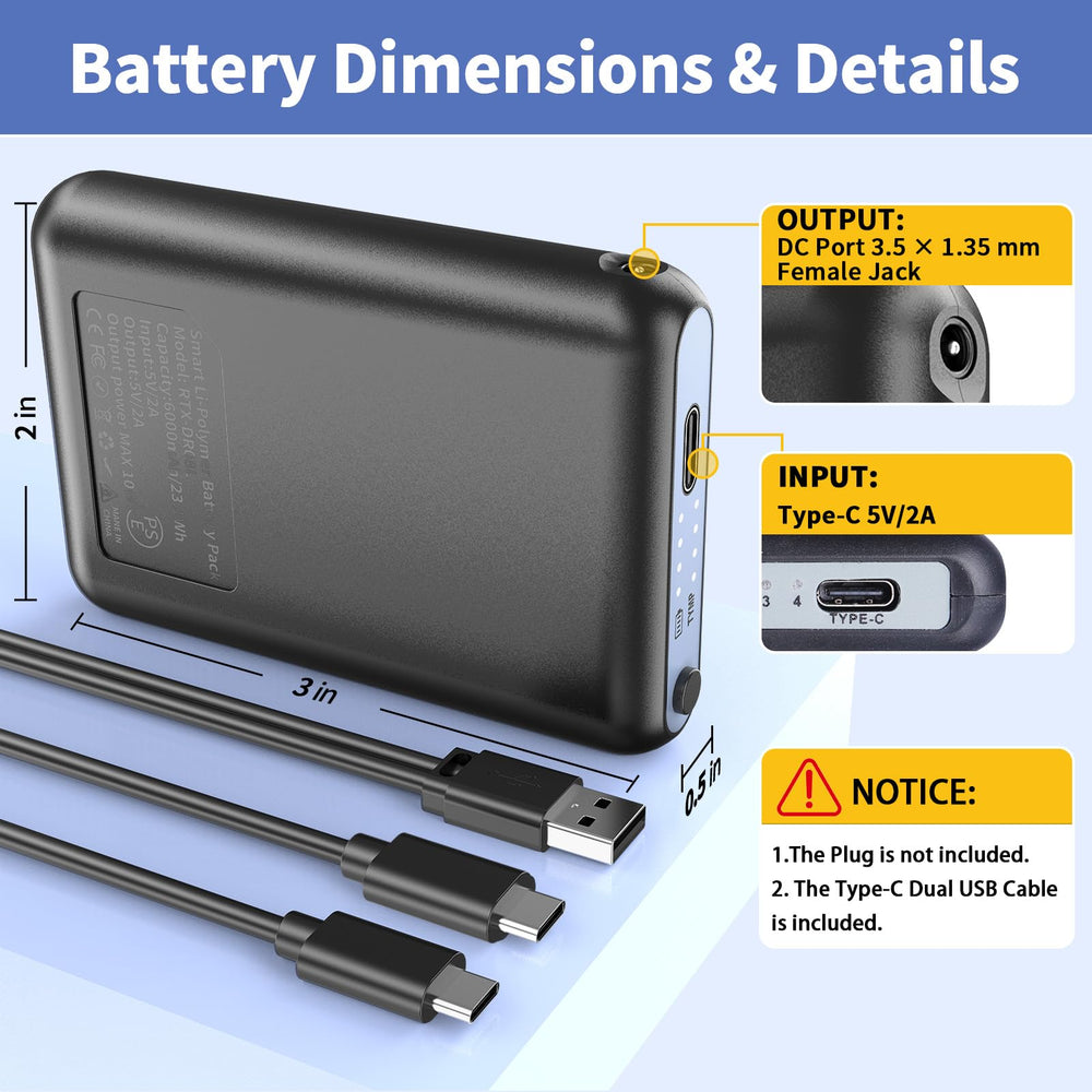 Amortherapie battery 5V 6000mAh side view highlights high capacity for longer sessions