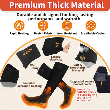 Amortherapie heated socks illustrate four adjustable heat settings for customizable comfort.