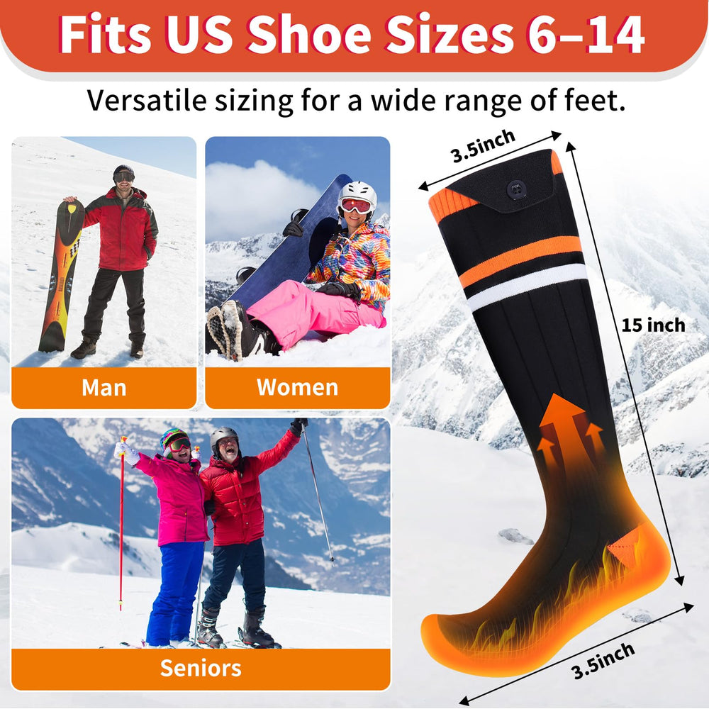 Amortherapie heated socks showing full-foot heating area for even warmth on cold hikes