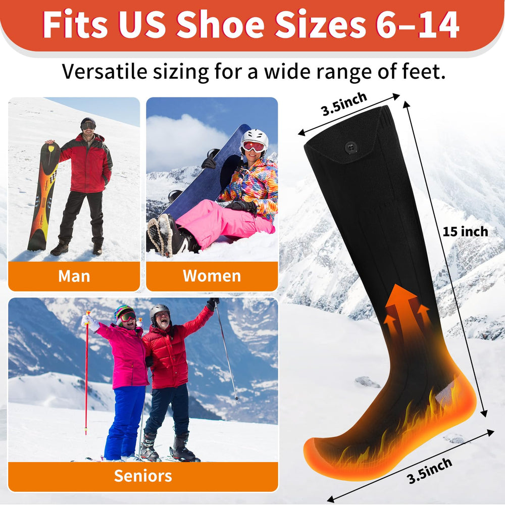 Amortherapie heated socks show full foot warmth and sole coverage for chilly hikes.