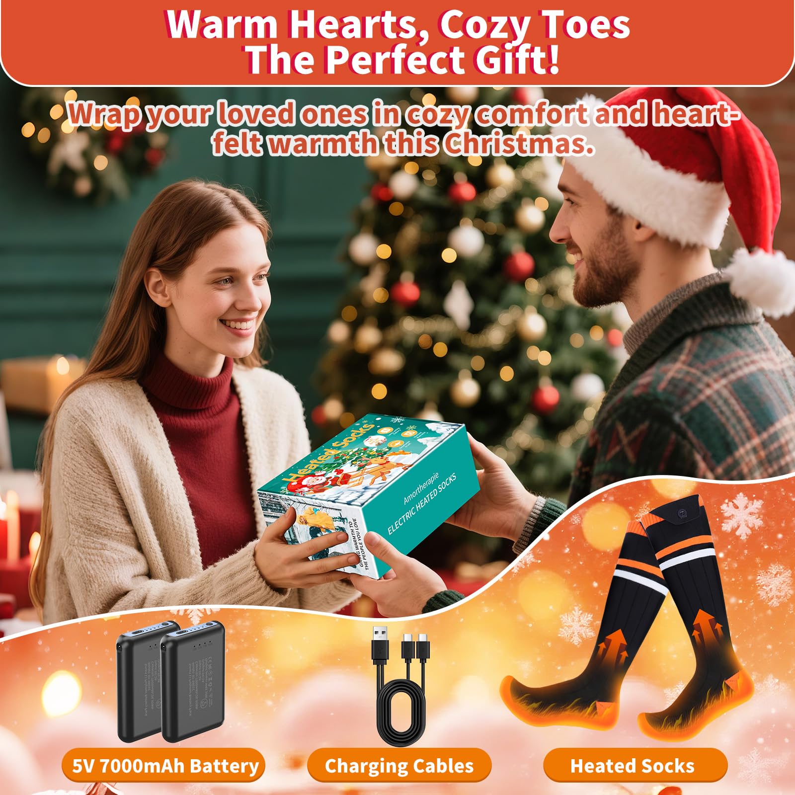 Amortherapie heated socks machine washable after removing batteries for easy care