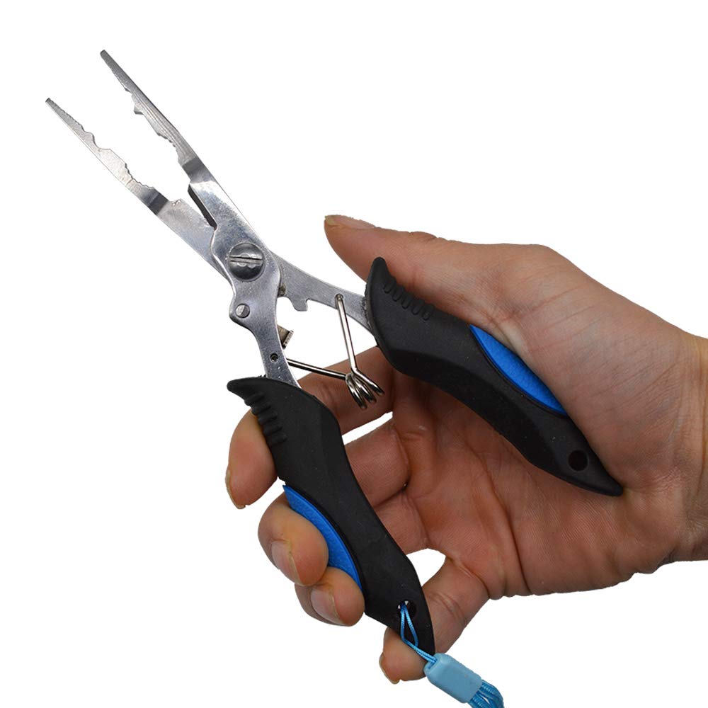 Pliers with telescopic lanyard and ergonomic grip
