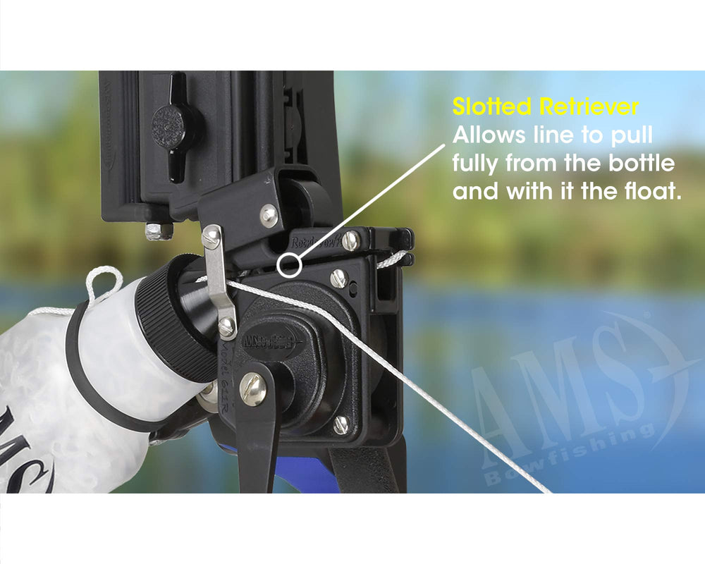 AMS Bowfishing Big Game Reel float-tether, simplifies tracking after a hit.
