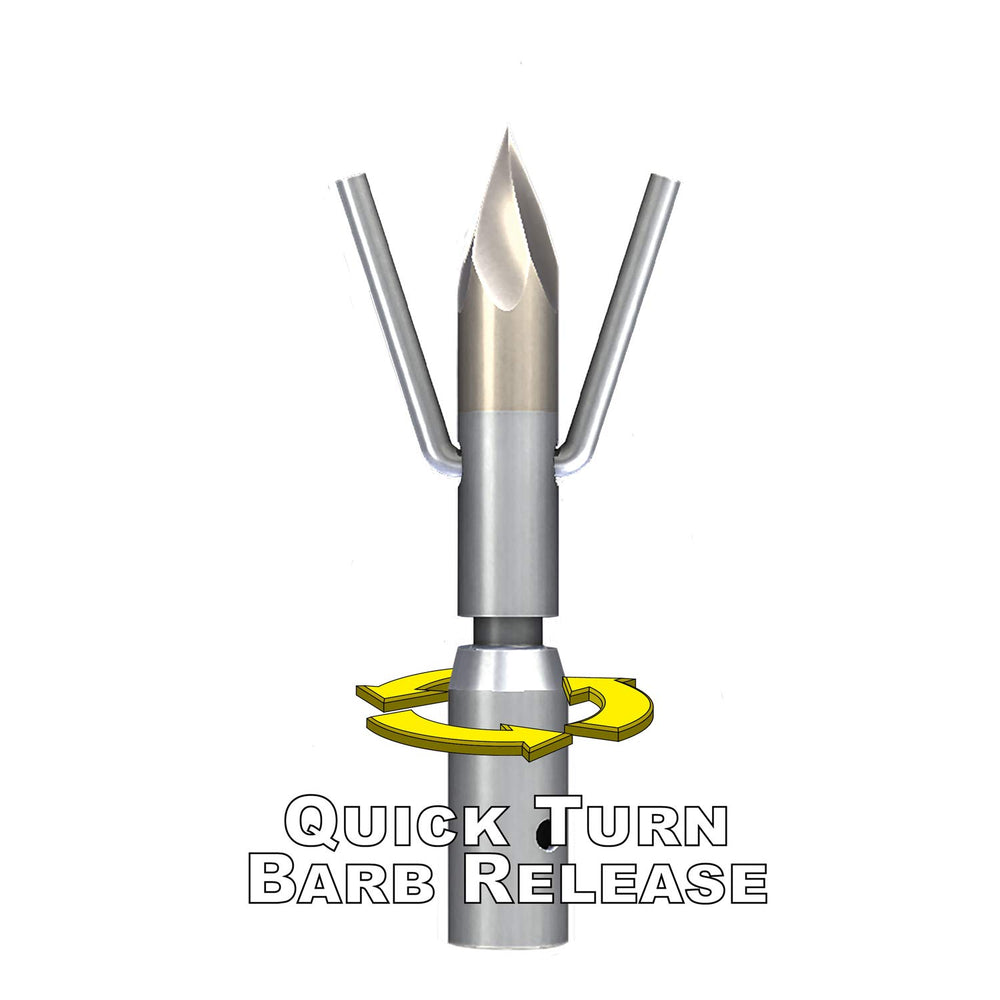 AMS Bowfishing Chaos QT Cyclone tip highlights hardened replaceable point design