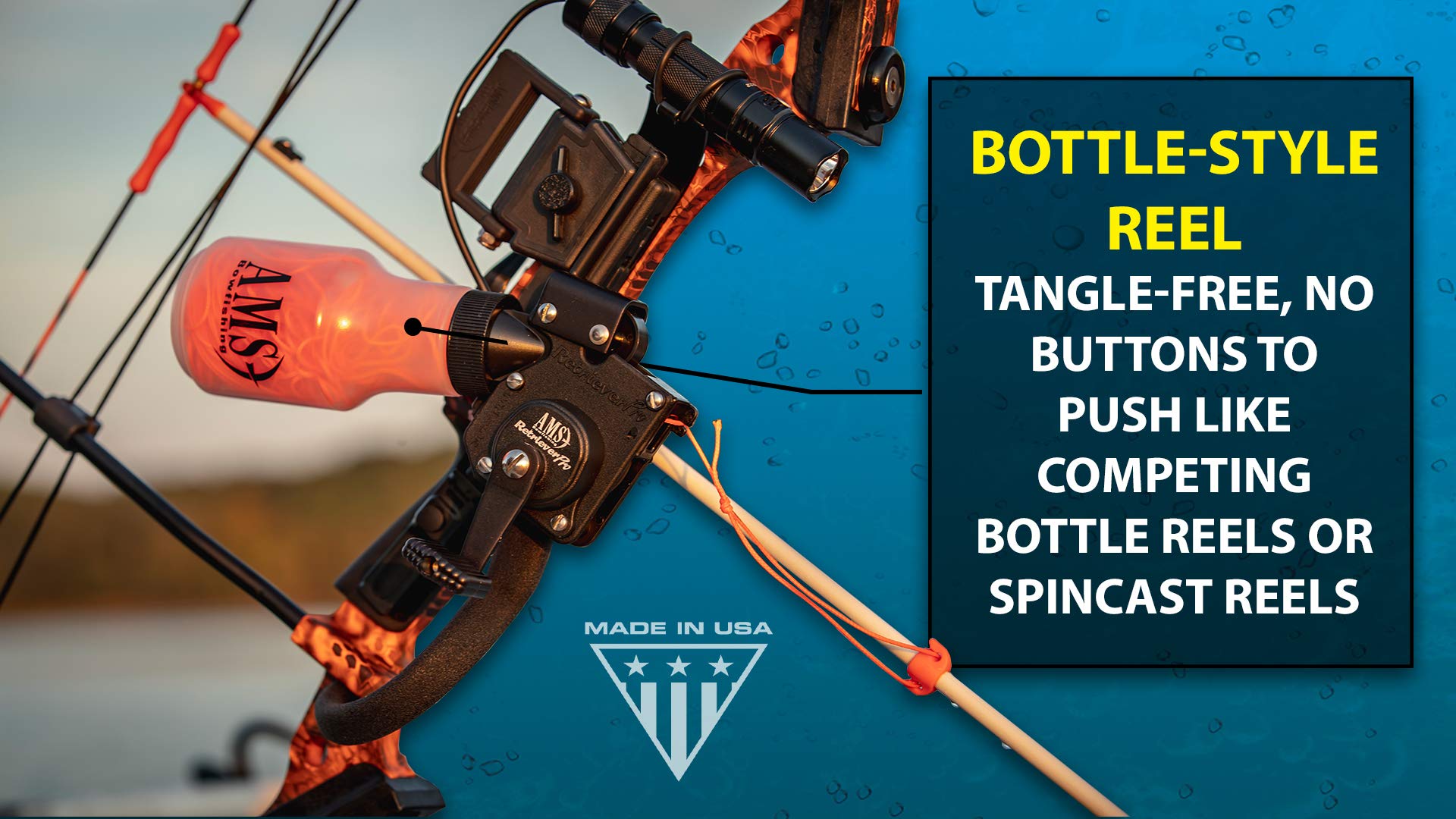 AMS Bowfishing line in bottle, neat storage reduces tangles.