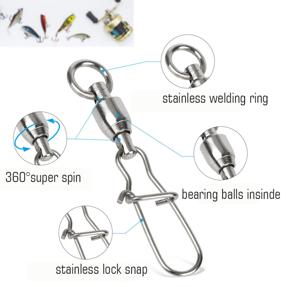 AMYSPORTS Ball bearing swivels with six bearings provide effortless line spins and reduced twist.