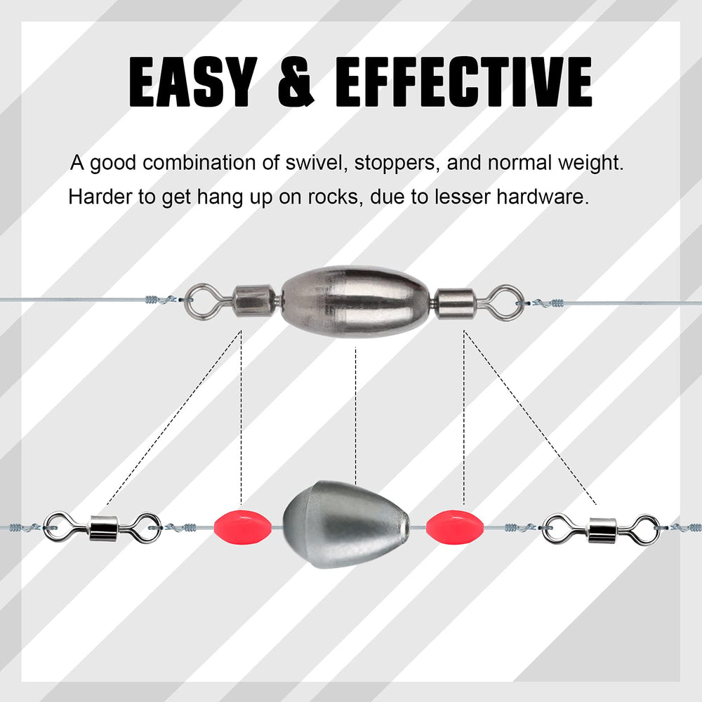 Assorted drop shot sinkers ranging from 0.8 to 1.77 inches