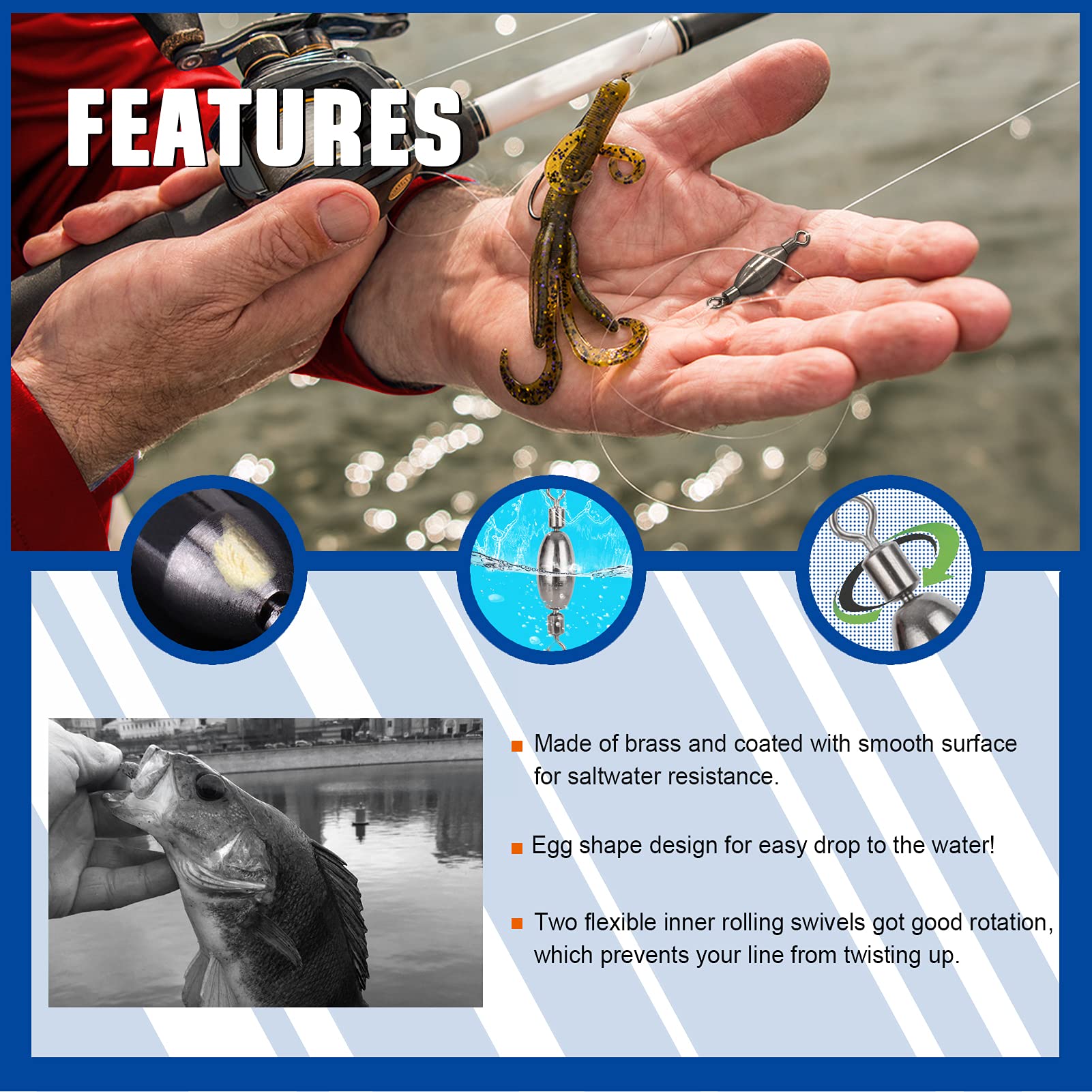 Long cylinder fishing weight passing through rocks