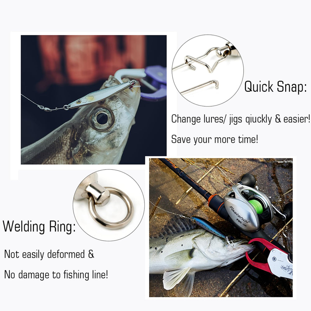 AMYSPORTS Duo Lock Snap Swivels with nickel finish resist corrosion for long lasting freshwater use.