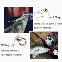 AMYSPORTS Duo Lock Snap Swivels with nickel finish resist corrosion for long lasting freshwater use.