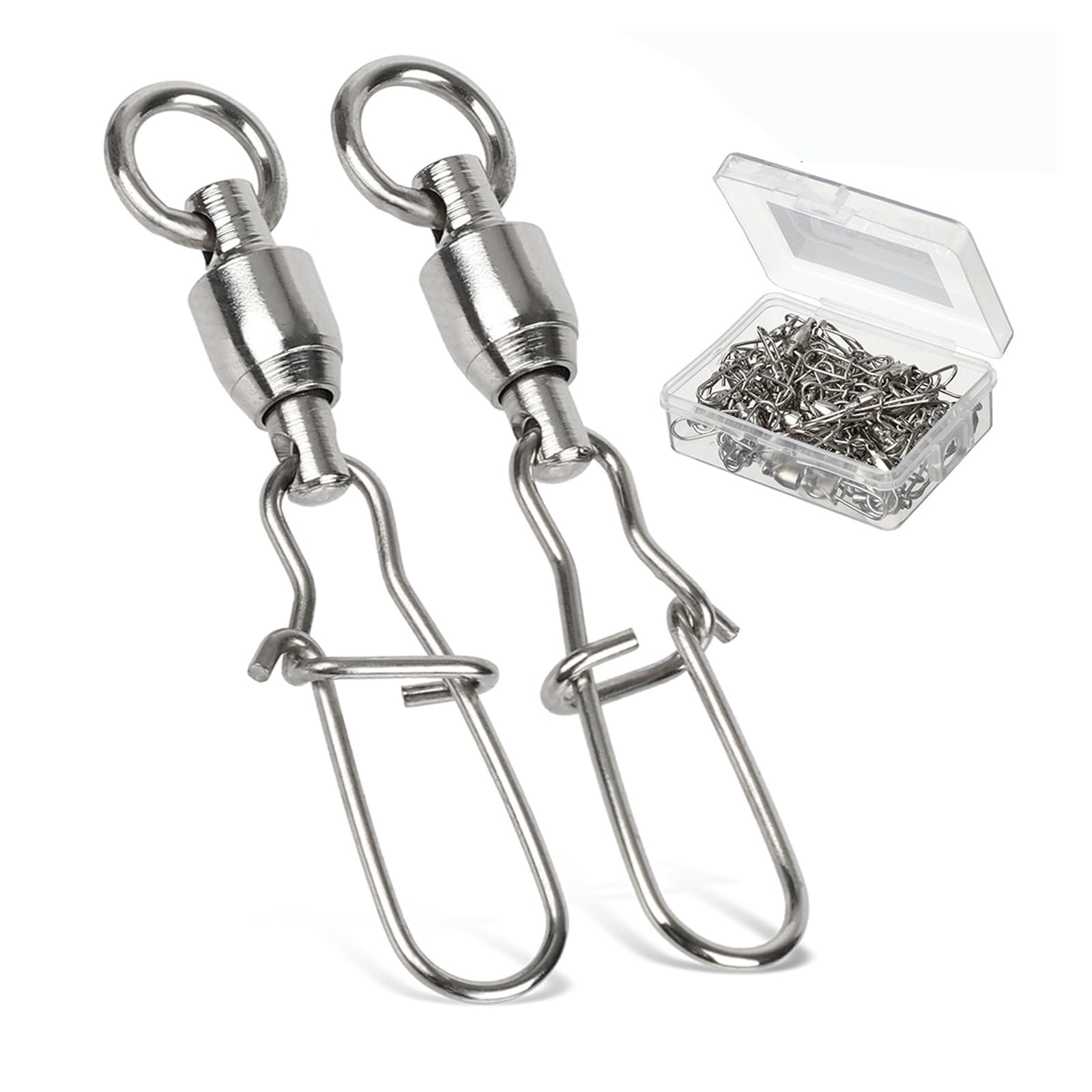 AMYSPORTS Duo Lock Snap Swivels with a stainless barrel offer smooth rotation for saltwater setups.
