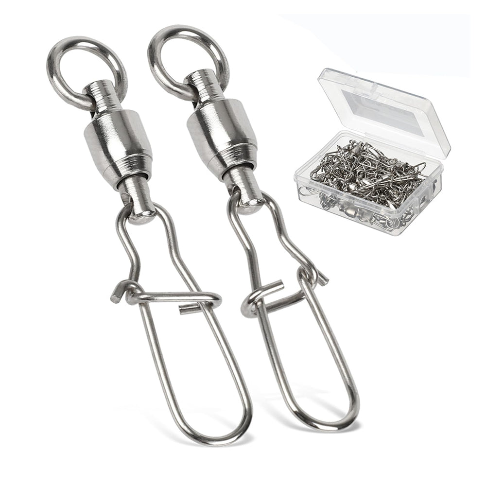 AMYSPORTS Duo Lock Snap Swivels with a stainless barrel offer smooth rotation for saltwater setups.
