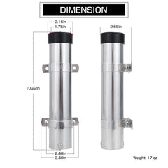 Close-up of SUS316 stainless steel rod holder with PVC cap