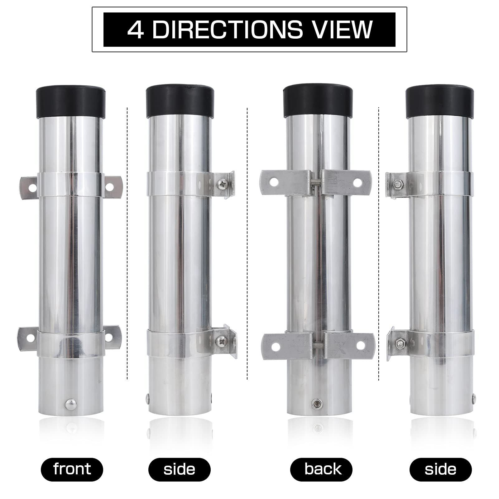 Wall-mounted steel rod holder profile view