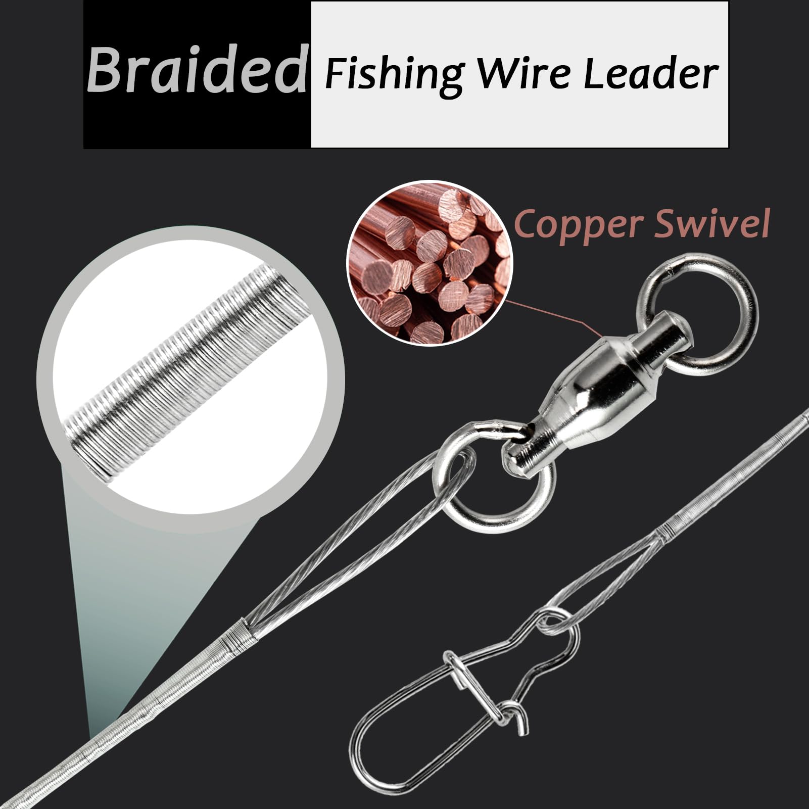Versatile stainless steel leader suitable for saltwater and freshwater