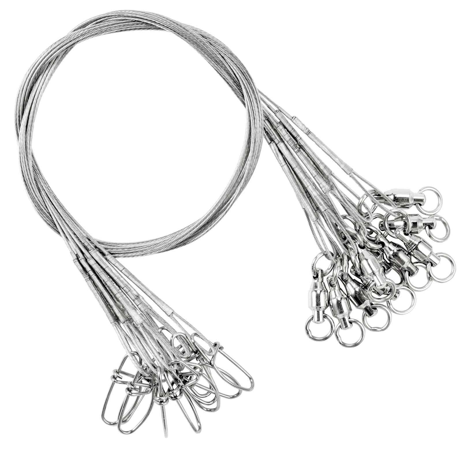 AMYSPORTS stainless steel fishing leader 50lb 9.8in with white nickel hardware - 20pcs