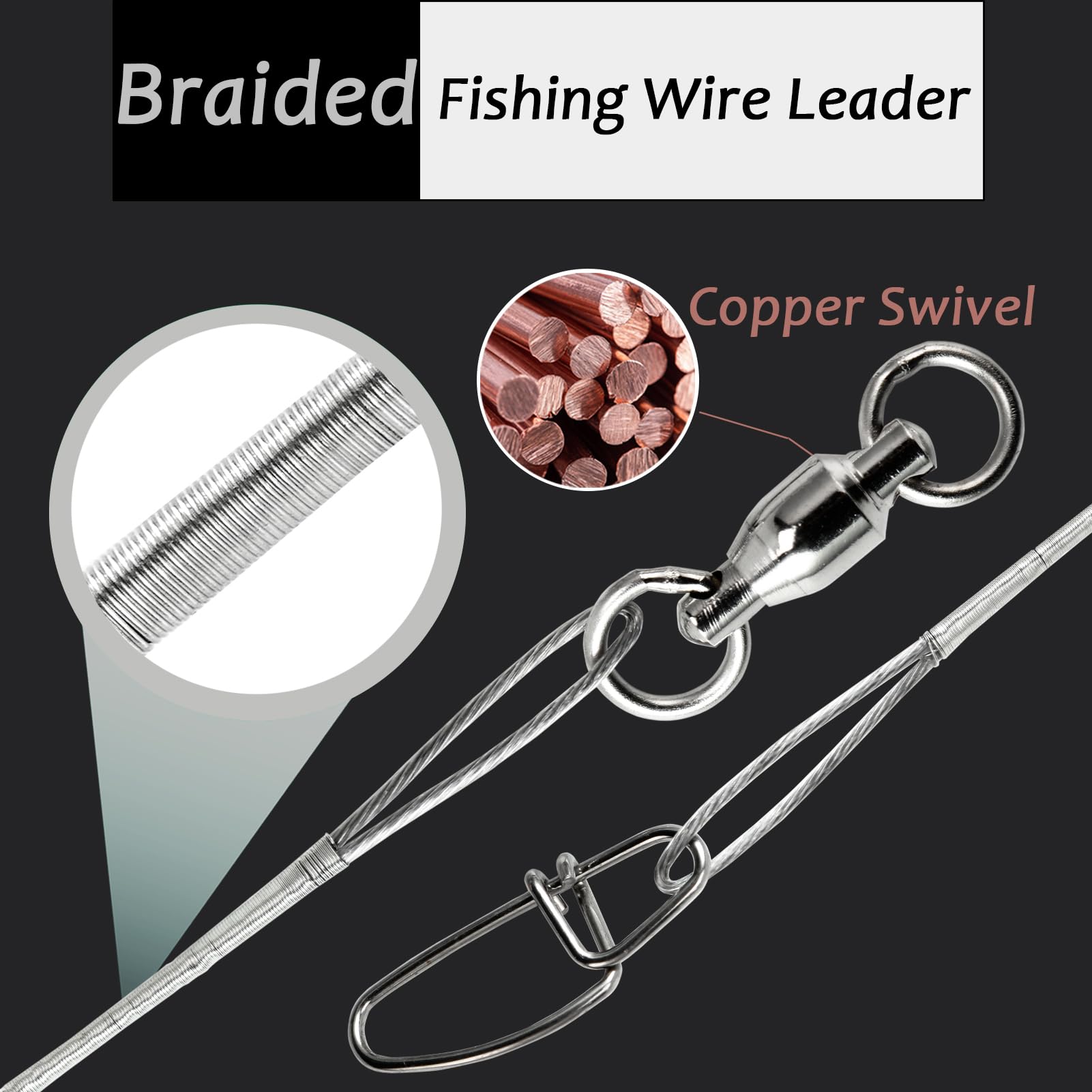 20-piece AMYSPORTS fishing leader set 50lb 9.8in