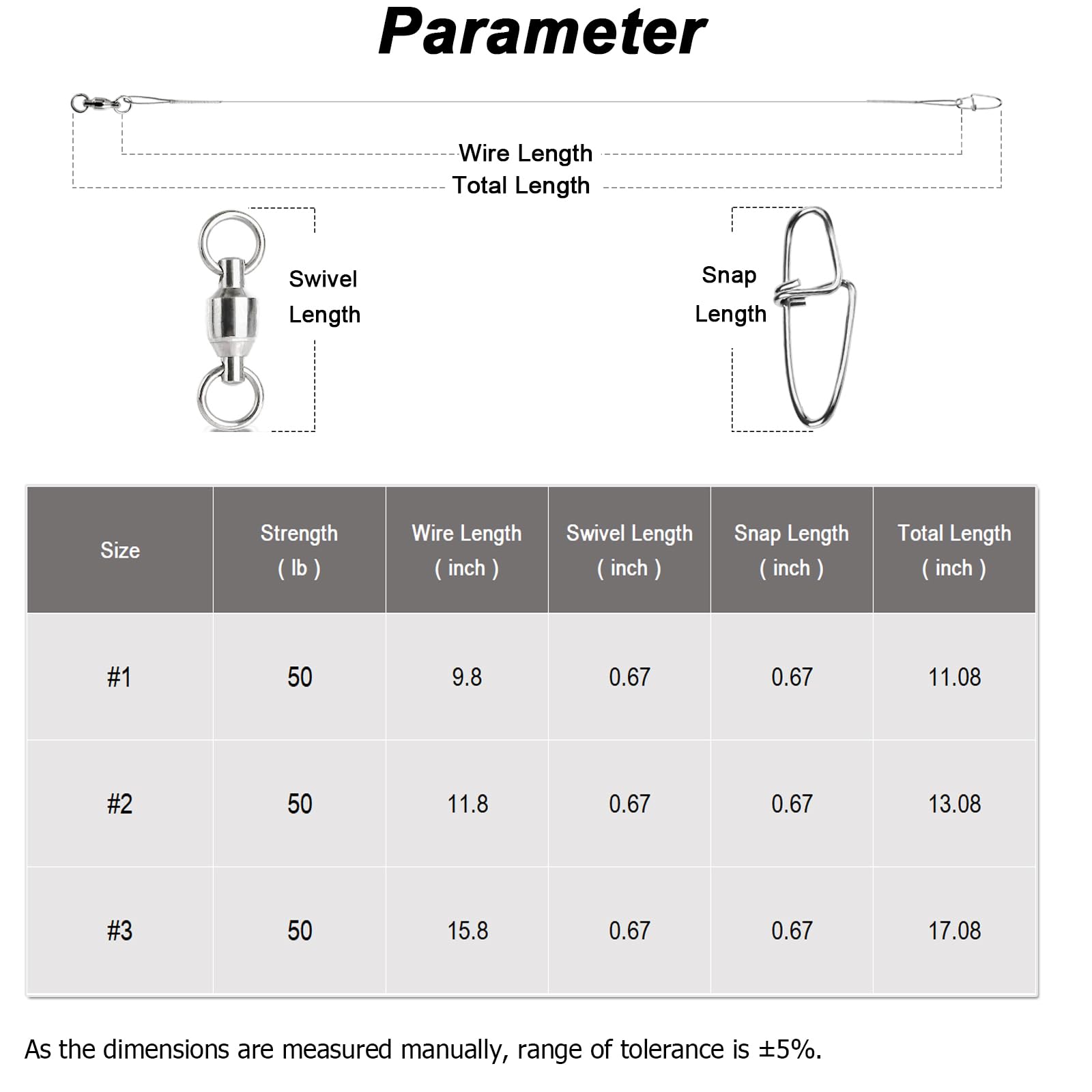 White nickel hardware on fishing leader