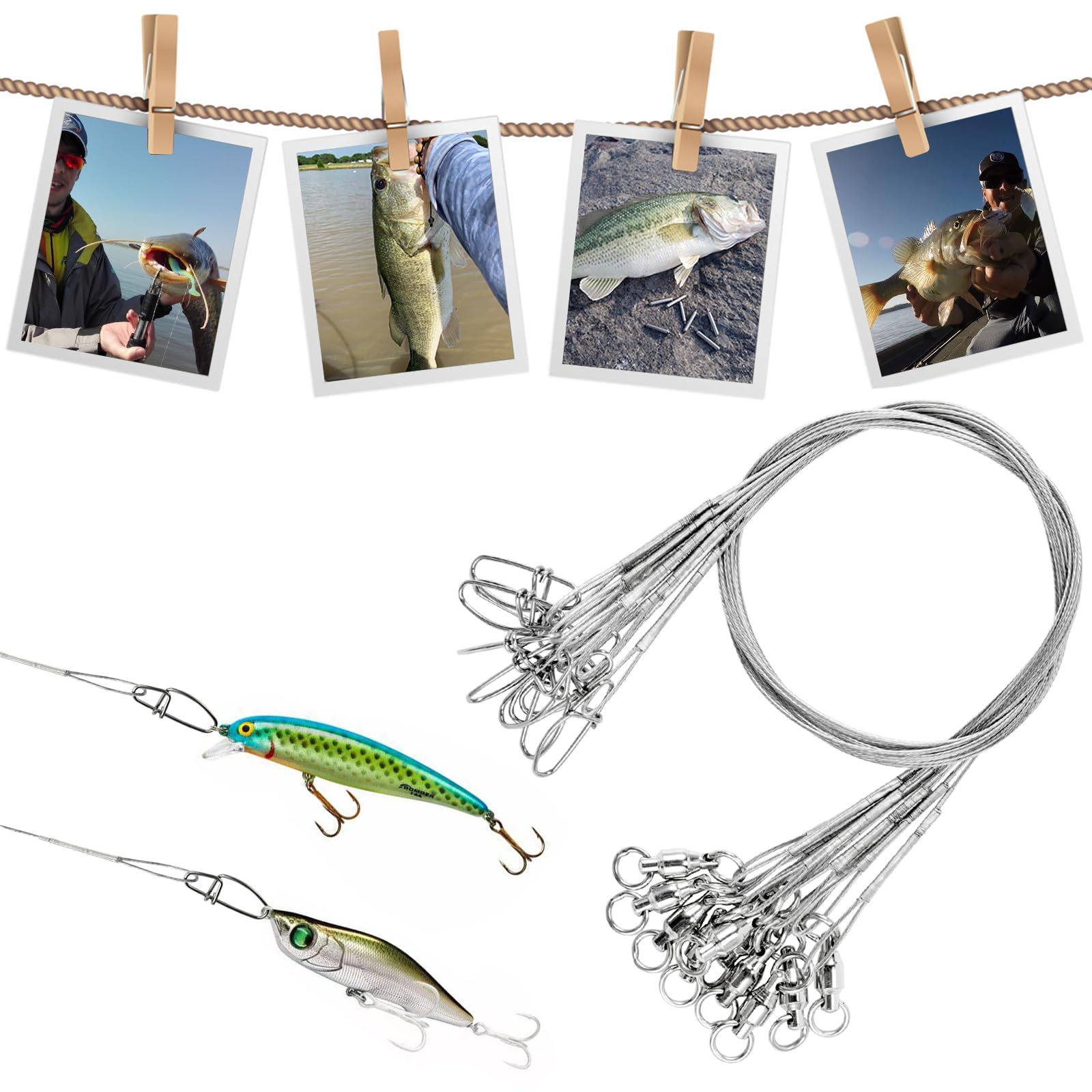 AMYSPORTS 50lb 9.8in fishing leaders - 20 pieces