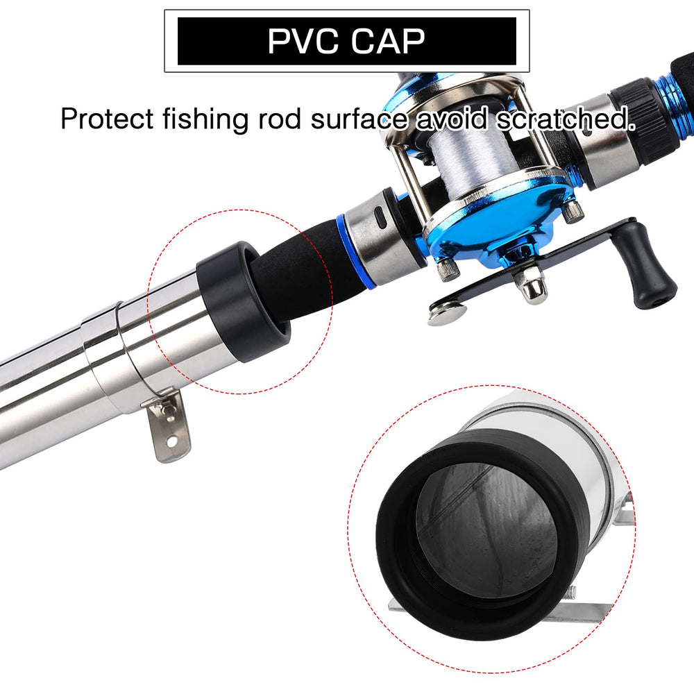 Pole holder head with PVC cap protecting rod tips
