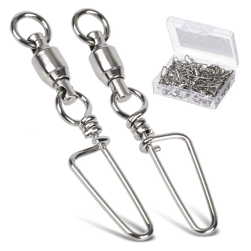 AMYSPORTS high-strength stainless swivels close-up showing robust copper body for saltwater use.