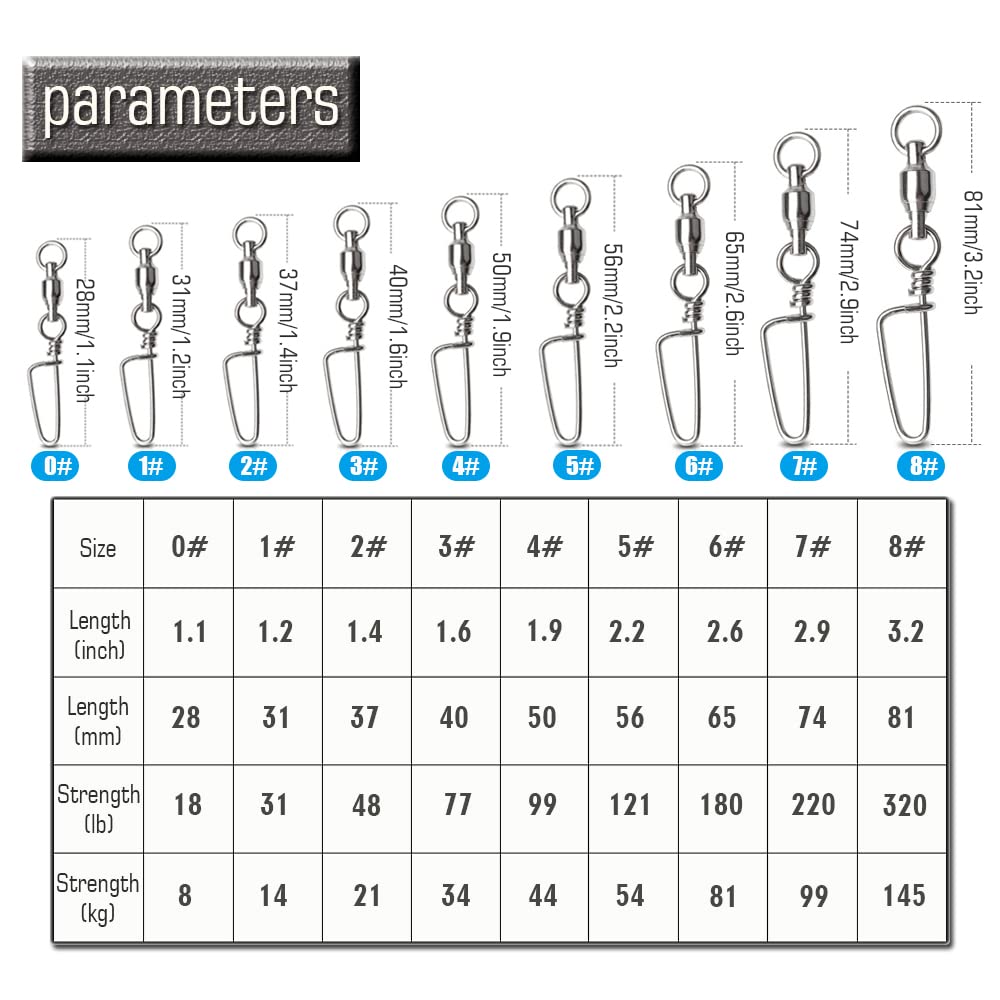 AMYSPORTS pack of 50 swivels suits frequent fishing trips.