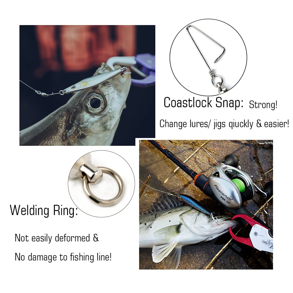 AMYSPORTS quick lock-unlock swivels enable rapid lure changes during outings.