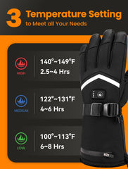 AMZYXH Heated Gloves display heat level and battery life on a clear screen.