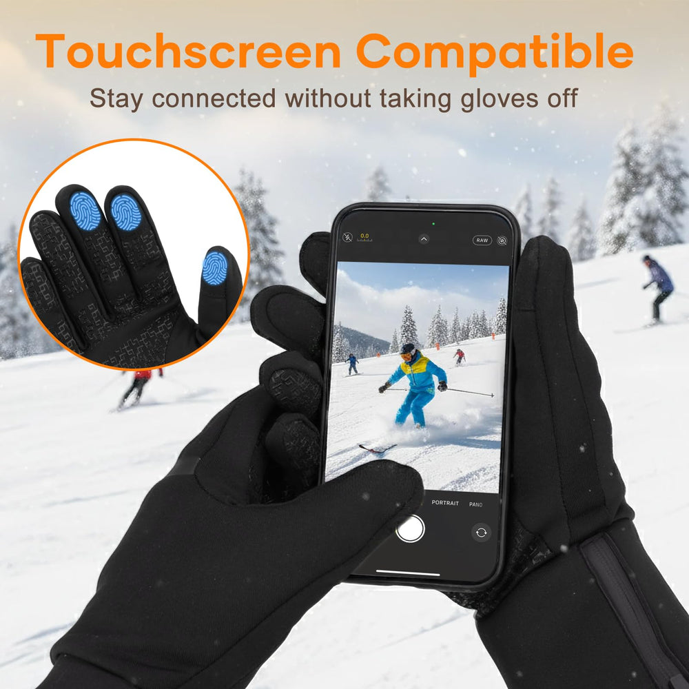 AMZYXH heated gloves with reflective strips for night visibility.