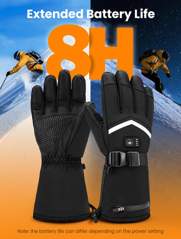 AMZYXH heated gloves side view highlighting waterproof windproof protection in freezing conditions