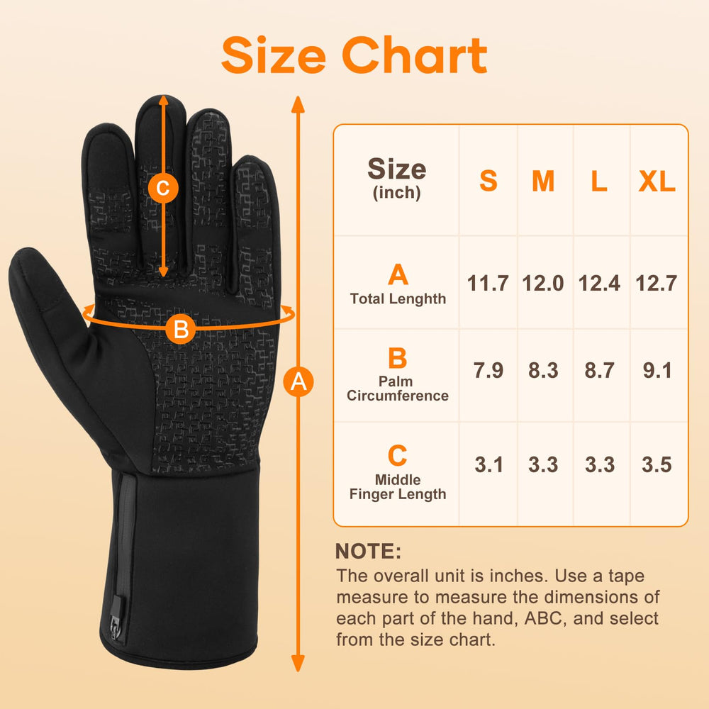 AMZYXH heated gloves demonstrating touchscreen-friendly fingertips for device use.