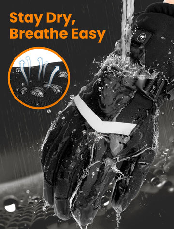 AMZYXH heated gloves showing waterproof and windproof exterior